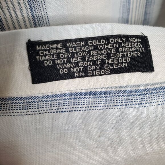 Jos A Bank Size XL Shirt Linen Stripe Travelers Collection Short Sleeve Business - Picture 8 of 9